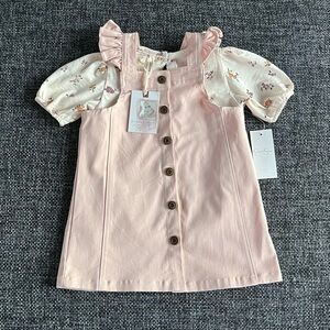 NWT Jessica Simpson Pink Overall Dress Size 24 Months